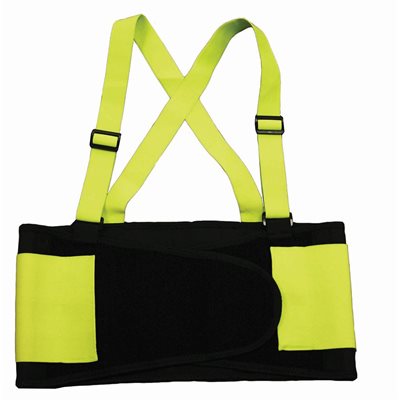 Back Support Belt Yellow HiVis Large w / Suspenders (24) Min.(1)