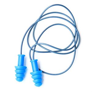 Ear Plugs Metal-Detectable Reusable Blue TPR NRR 27db With Cord 100 Pair Box (10) Min.(1)