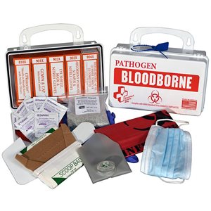 Bloodborne Pathogen First Aid Kit Metal Box (12) Min.(1)
