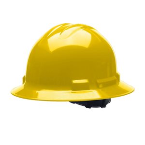 Full Brim Hard Hat Yellow with Ratchet 4-point Suspension (10) Min.(1)