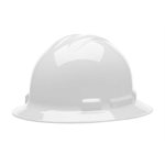 Full Brim Hard Hat White with Ratchet 6-point Nylon Suspension (10) Min.(1)