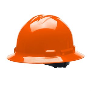Full Brim Hard Hat Orange with Ratchet 4-point Suspension (10) Min.(1)