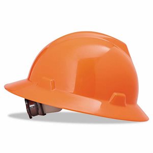 MSA Full Brim Hard Hat Orange V-GARD 10021292 Fas-Trac III Suspension (10) Min. (1)