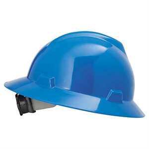 MSA Full Brim Hard Hat Blue V-GARD 475368 Fas-Trac III Suspension (10) Min. (1)