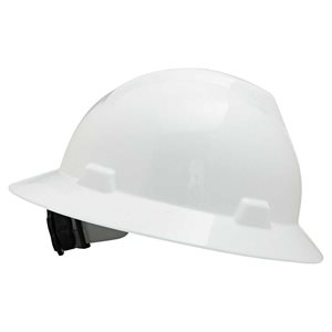 MSA Full Brim Hard Hat White V-GARD 475369 Fas-Trac III Suspension (10) Min. (1)