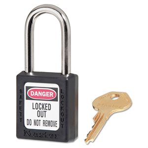 Master Lock 410 Black Lock Out Padlocks 1-1 / 2" Non-Conductive Xenoy 6 Pack Min. (1)