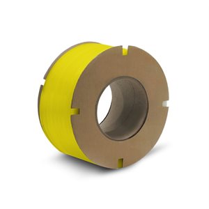1 / 4" Poly Strapping Yellow 200lb 8"x 8" Core 18000' Embossed Machine Grade (1)