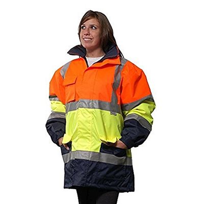 Jacket Parka Class III Lime,Or & Blk PU Coated Quilt Lined Detachable Hood Large (10) Min.(1)