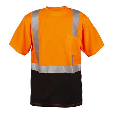 T-Shirt Class II Orange & Black Poly Reflective Tape Chest Pocket Large (24) Min.(1)