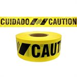 3"x 500' Reinforced Yellow "Cuidado Caution" Barricade Tape 12ct Case Min.(1)