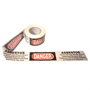 3"x 1000' 2mil "Danger Asbestos" White Tape 12ct Case (1)
