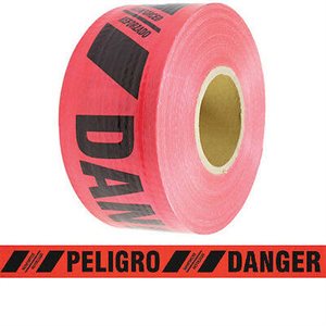 3"x 500' Reinforced Red "Peligro Danger" Barricade Tape 12ct Case Min.(1)