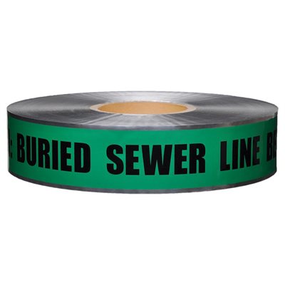 Tape Detectable Green 2"x 1000' Sewer Line Buried Below (12) Min.(6)