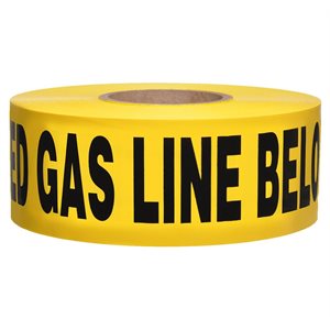 Tape Non Detectable Yellow 3"x 1000' Gas Line Buried Below (8) Min.(8)