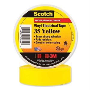 3M Vinyl #35 Electrical Color Coding Tape 3 / 4"x 66' Yellow (10) Min.(10)